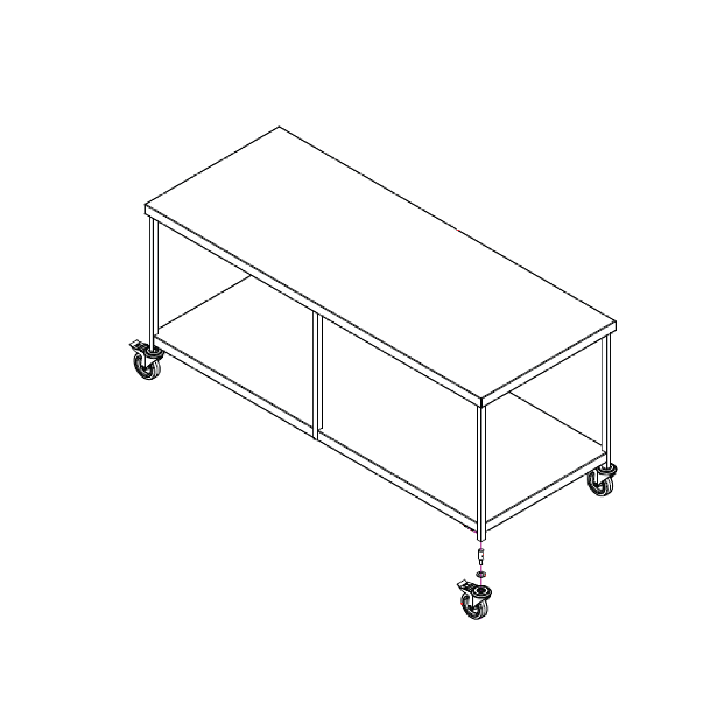 MOBILE STAINLESS STEEL KITCHEN BENCH